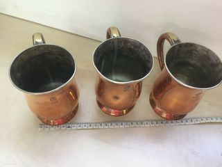 3 Vintage Copper Pint Tankards by Askew Maker Nottingham 60C 4