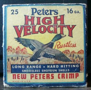 Peters 16 Ga.  Vintage Empty Shotgun Shell Box