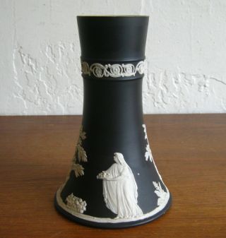 Vintage Adams Black Bisque Jasperware Tunstall Porcelain Table Vase