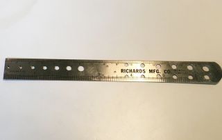 Vintage 6 " Stainless Metal Ruler Richards Mfg • Pin Twist Drill Kirschner Wires