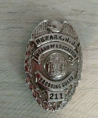 Vintage School Crossing Guard Board Of Education Metal Badge,  Newark Nj 211