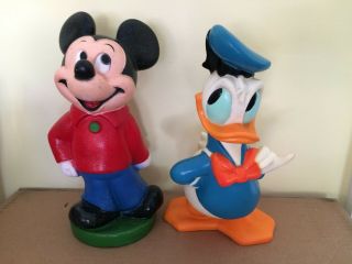 Vtg Walt Disney Mickey Mouse Bank & Donald Duck Bank Plastic Vintage 1970 