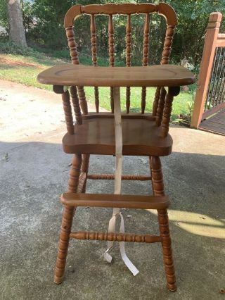 Vintage Jenny Lind Wooden Highchair High Chair 1st Birthday W Safety Strap