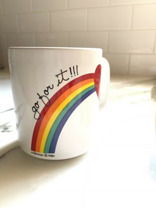 Vintage W.  Berrie Rainbow Heart Coffee Mug 1980 Unique