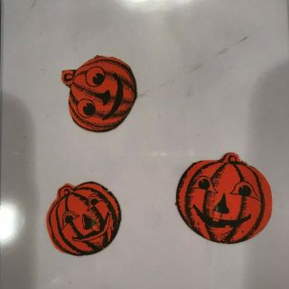 3 Old Vintage Halloween Gummed Seals Stickers Jack O Lanterns Beistle