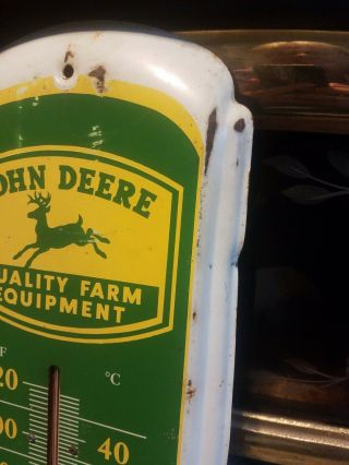 Vintage John Deere Quality Farm Equipment Metal Wall Thermometer Large 27X8 2
