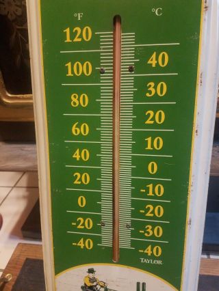 Vintage John Deere Quality Farm Equipment Metal Wall Thermometer Large 27X8 4