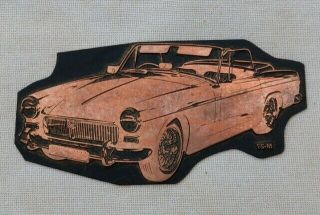 Vintage Mg M - 27 Convertible Copper Printing Plate British Automobile