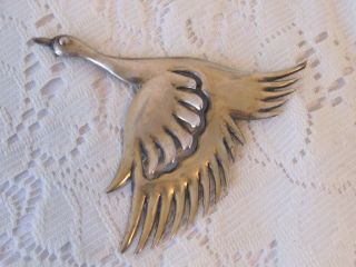 A7 Vintage Sterling Silver Mexico Flying Bird Brooch Pin Large 3 1/2 "