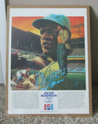 Vintage Pepsi Cola Poster Of Jackie Robinson Of The Dodgers Shrink Wrapped