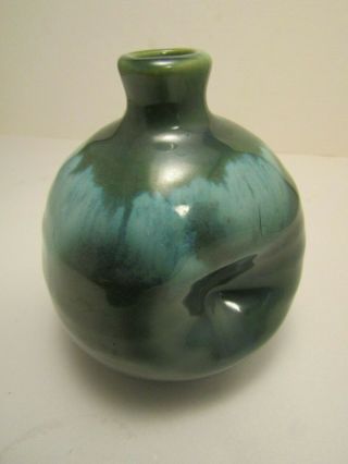 Vintage Studio Pottery Mini Bud Vase Feelie Dimples Drip Glaze