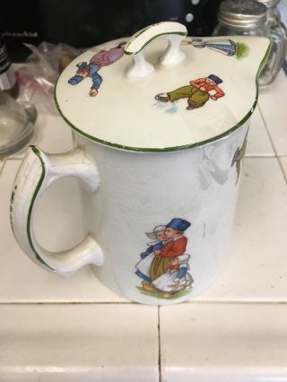 Vintage Edwin Knowles.  Covered Batter Pitcher Hp Hand Painted Dutch Folks