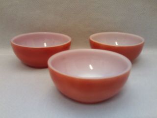 Three Vintage Fire - King 5 " Cereal / Chili Bowls Fired On Brown