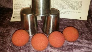 Vtg Magic Tricks Magician City Of NY Polar Stainless Cups Set Abbott Sponge Ball 2