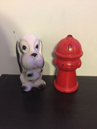 Vintage Salt And Pepper Shakers Dog And Fire Hydrant Mb Daniels Co