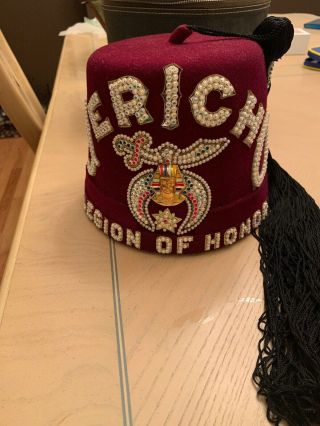 Vintage Jericho Shriners Masonic Freemason Fez Hat " Legion Of Honor " W/case
