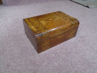 Antique Vintage Walnut Mahogany Sewing Box Desk Top Storage Box Jewellery Box