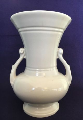 Vintage Abingdon Pottery Double - Handled White Vase 120 Classical Urn