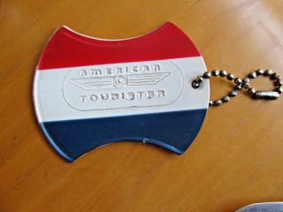 American Tourister Luggage Name Tag Vintage Red White & Blue Embossed