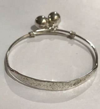 Vintage Baby Bracelet Anklet With Jingle Bells Engraved 925 Sterling Silver
