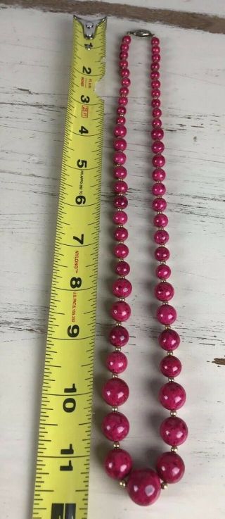 Pink Long Vintage Stone Beaded Necklace Pretty From An Estate 5