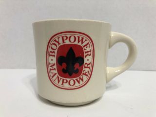 Vintage Boy Scouts Of America Coffee Cup Mug Bsa Boy Power Man Power