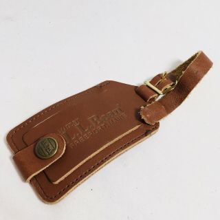 Vintage Ll Bean Brown Leather Luggage Bag Id Tag Freeport Maine