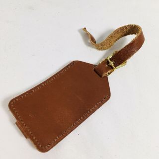 Vintage LL BEAN Brown Leather Luggage Bag ID Tag Freeport Maine 2