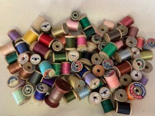 Vintage Wooden Spools 80 - Silk And Cotton Thread