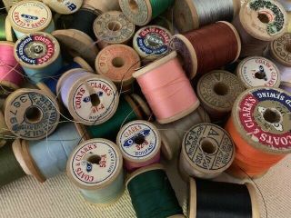 Vintage wooden spools 80 - silk and cotton thread 2