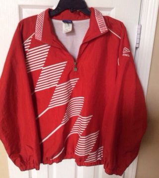 Vintage Umbro Jacket Coat Mens Medium Team Jacket Track Red Soccer Football 80 