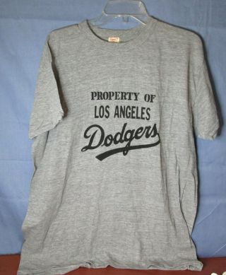 Vintage Property Of Los Angeles Dodgers Gray Black T - Shirt Top By Stedman Xl