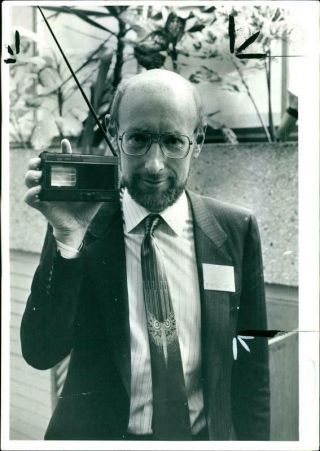 English Inventor Clive Sinclair Displays Tv80 Pocket Tv - Vintage Photo