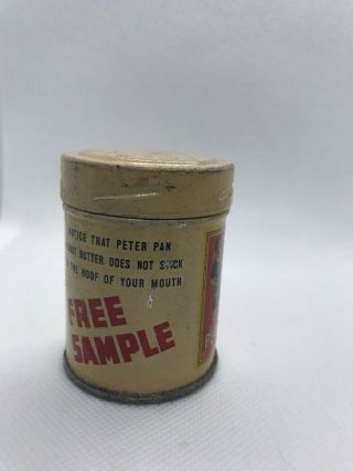 Great Vintage Derby ' s Peter Pan Peanut Butter Litho Tin Can Sample 2 oz A7 5