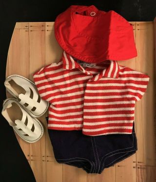 Vintage Mattel Chatty Cathy Playtime Red White And Blue Outfit With Shoes