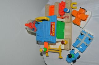 Vintage Fisher Price Little People Marina Complete & Truck W Boat Trailer