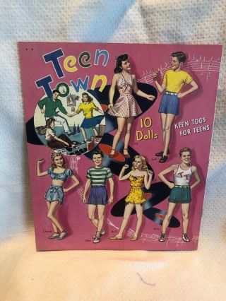 Vintage Rare 1946 Teen Town 3443 Paper Dolls By Merrill 2