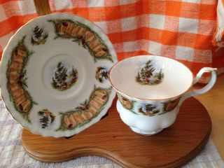 Vintage Footed Cup & Saucer Bone China Royal Albert " Knotty Pine " Pinecones Tree