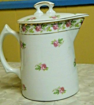 Rare Vintage Edwin M.  Knowles China Co.  Coffee Pot Pitcher With Lid Floral Design