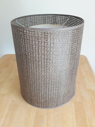 Vintage Wicker Rattan Barrel Lamp Shade Large Sturdy Lined Double Shade