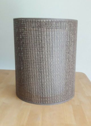Vintage Wicker Rattan Barrel Lamp Shade Large Sturdy Lined Double Shade 2