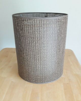 Vintage Wicker Rattan Barrel Lamp Shade Large Sturdy Lined Double Shade 3