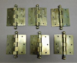 Three Pair Vintage Stanley Brass Plated 3 - 1/2 x 3 - 1/12 