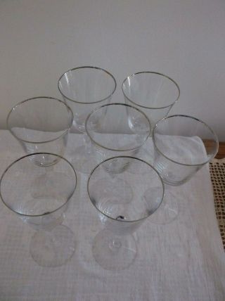 7 Vintage Fostoria Reception Water Glass 7 5/8 " W/ Platinum Rim