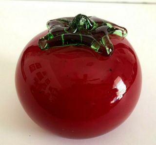 Vintage Hand Blown Murano Style Glass Red Tomato