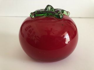 Vintage Hand Blown Murano Style Glass Red Tomato 2