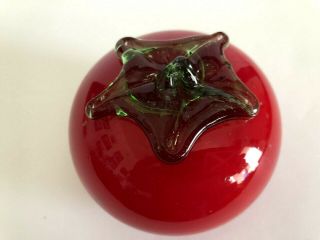 Vintage Hand Blown Murano Style Glass Red Tomato 4