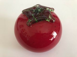 Vintage Hand Blown Murano Style Glass Red Tomato 5