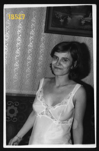 Sexy Woman Smiling In Transparent Camisole,  Vintage Photograph,  1960’s
