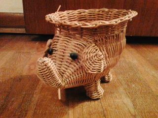 Vintage Wicker Elephant Basket